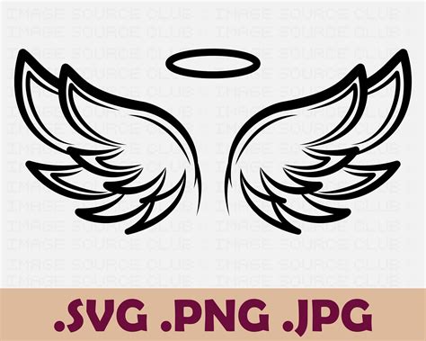 Angel Wings With Halo SVG and PNG Print Files Printable Transparent ...