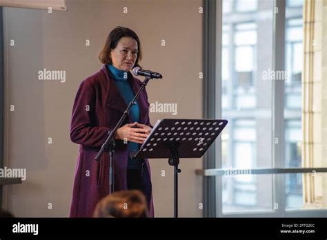 London, UK - March 8, 2023: Catherine West MP delivering a speech at the Royal Albert Hall in ...