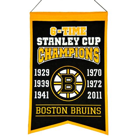 Boston Bruins NHL 6-Time Stanley Cup Champions Wool Banner (14" x 22")