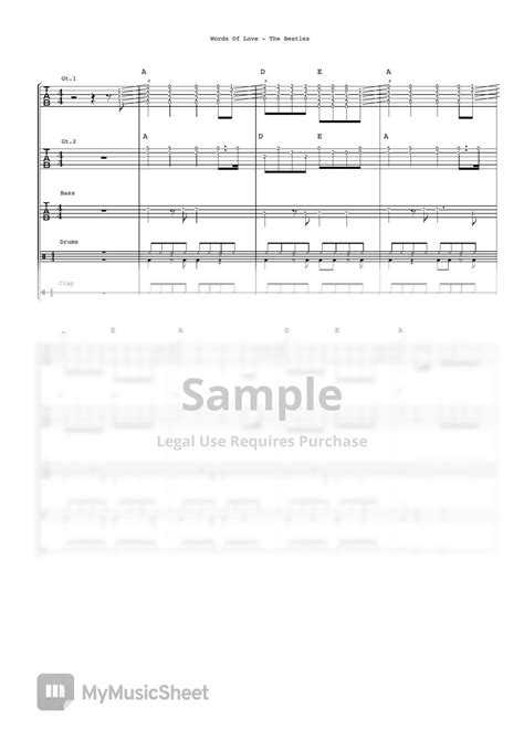 The Beatles - Words Of Love (Band Score) Sheets by Ryohei Kanayama