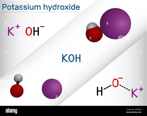 Potassium hydroxide, caustic potash, lye molecule. KOH is strong ...