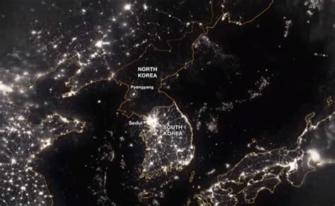 Night time aerial shot of North Korea : r/northkorea