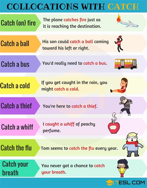 Expressions with CATCH: 14 Collocations with CATCH • 7ESL | English collocations, Learn english ...