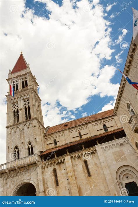 Trogir - Cathedral, Croatia. Stock Image - Image of flag, cathedral ...