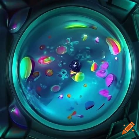 Cyberpunk digital illustration of a colorful bubble bath on Craiyon