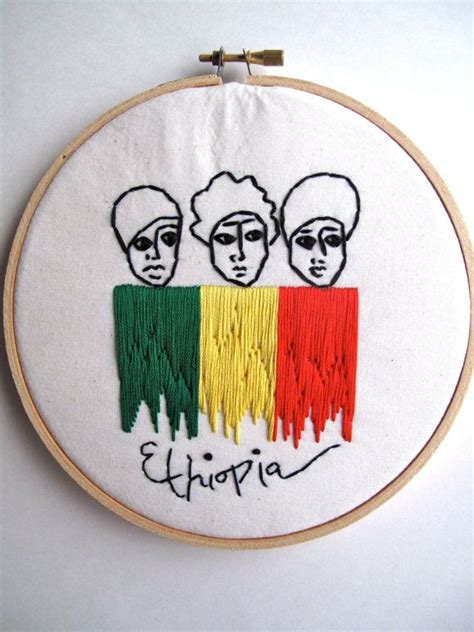 Ethiopian Women Hand Embroidered Hoop Art With Ethiopian Flag | Etsy ...