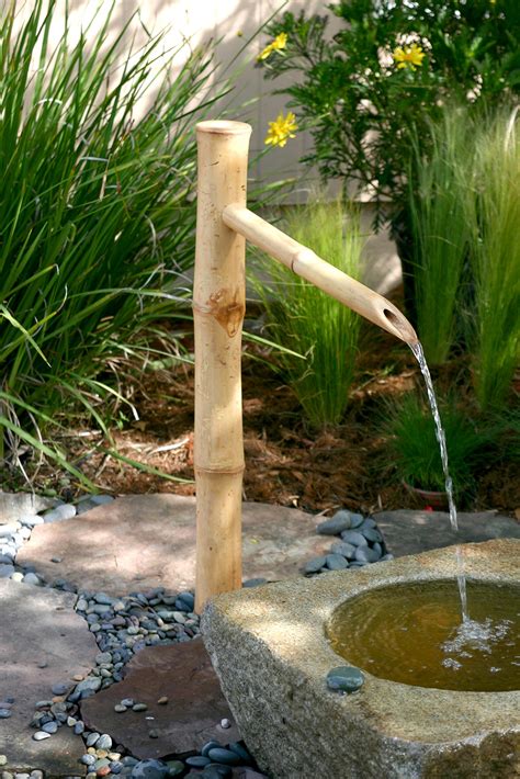 Bamboo Accents 36” Tall Outdoor Water Fountain Spout, Easy Install in Pond or Garden, Handmade ...