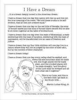 Free printable: Martin Luther King, Jr.'s "I Have a Dream" Speech (excerpt… | Martin luther king ...