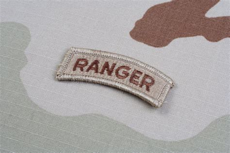 US ARMY Ranger Tab on Camouflage Uniform Stock Image - Image of ...