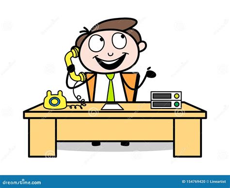 Communicating with Telephone - Office Businessman Employee Cartoon ...