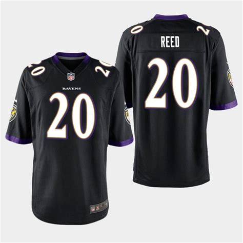 Baltimore Ravens #20 Ed Reed Black Stitched Game Jersey