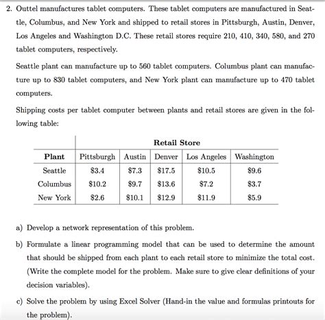 2. Outtel manufactures tablet computers. These tablet | Chegg.com