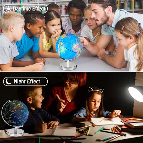 Wizdar Illuminated World Globe for Kids' Learning, 3 in 1 Interactive ...