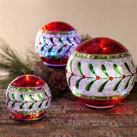 3 Piece LED-Lighted Table Christmas Balls Set | Christmas balls ...