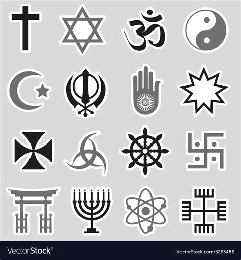 World religions symbols set stickers eps10 Vector Image