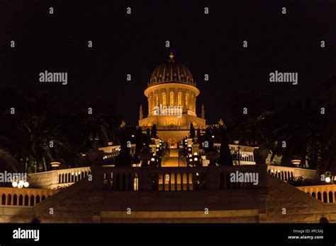 Bahai gardens at night in Haifa, israel Stock Photo - Alamy