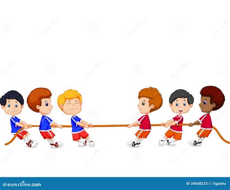 Group Cartoon Of Children Playing Tug Of War Stock Photos - Image: 34608223