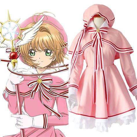 Cardcaptor Sakura Kinomoto Sakura Cosplay Costume Uniform Pink Dress ...