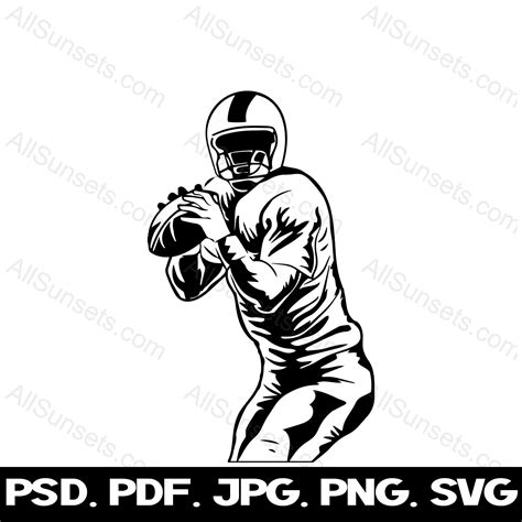 Football Player svg Male Quarterback png jpg pdf psd File Types Passing Vector Silhouette ...