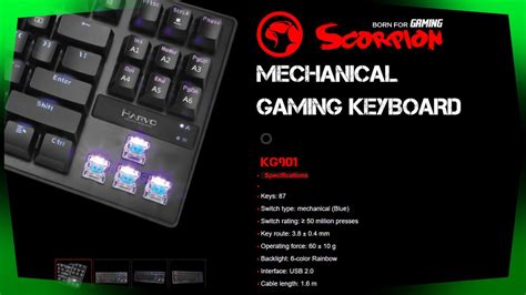 Marvo Scorpion KG901 RGB LED Compact Gaming Keyboard with Mechanical ...