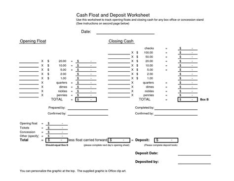 Printable Cash Register Till Balance Shift Sheet In Out Template