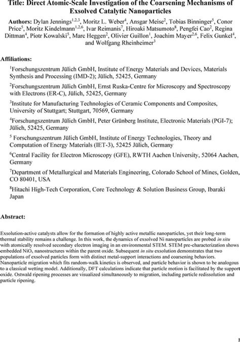 Direct Atomic-Scale Investigation of the Coarsening Mechanisms of ...