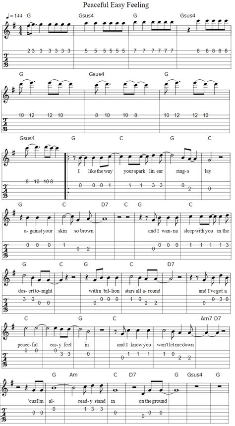 Peaceful Easy Feeling Guitar Tab And Chords By The Eagles - Tenor Banjo Tabs