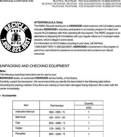 Kenwood USA 34713110 UHF FM HANDHELD TRANSCEIVER User Manual INSTRUCTION MANUAL