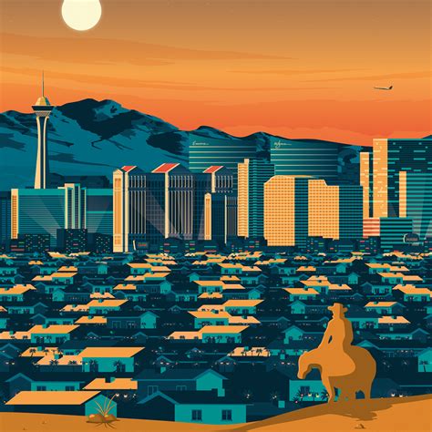 Las Vegas Nevada USA Retro Travel Poster Illustration :: Behance