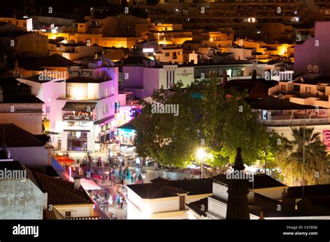 Albufeira Town Centre at Night, Portugal Stock Photo - Alamy