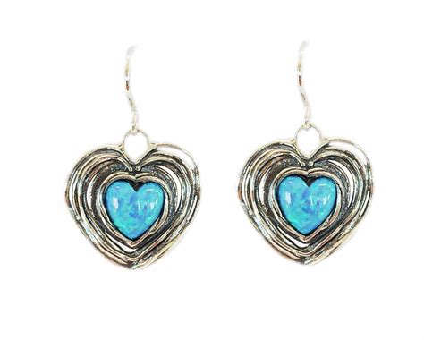 Artico's Heart Shaped Opal Drop Earrings