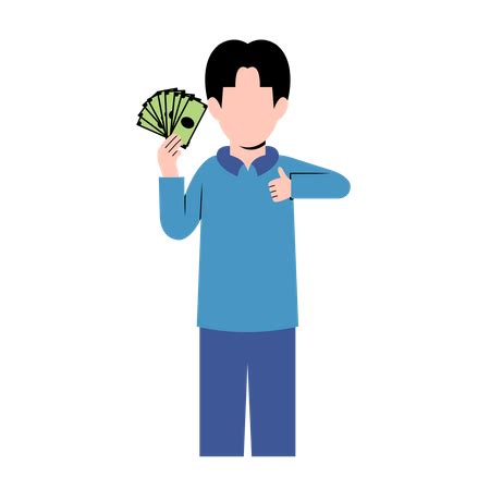 Best Premium Man Holding Money Illustration download in PNG & Vector format