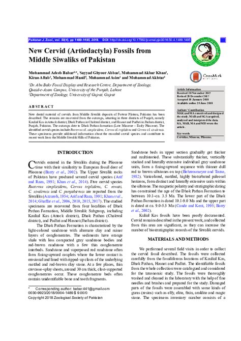 (PDF) New Cervid (Artiodactyla) Fossils from Middle Siwaliks of Pakistan | Ghaier Kazmi ...