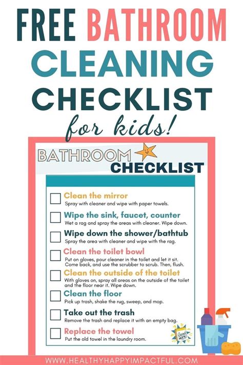 Free Bathroom Cleaning Checklist Printable for Kids (+How To Teach ...