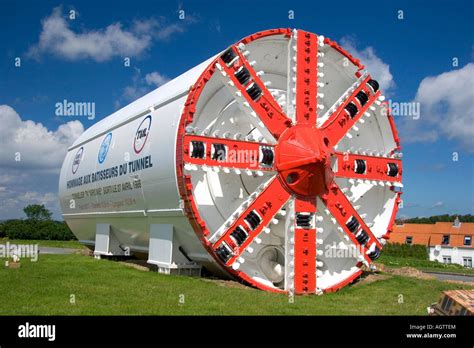 A large boring machine used to cut the tunnel for the Chunnel at Calais in the the department of ...