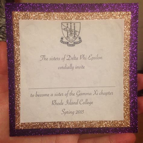 Delta Phi Epsilon bid cards!💜💛 | Delta phi epsilon, Delta phi, Sorority life