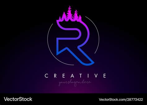 Creative r letter logo idea with pine forest Vector Image