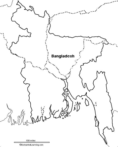 Outline Map Bangladesh - EnchantedLearning.com