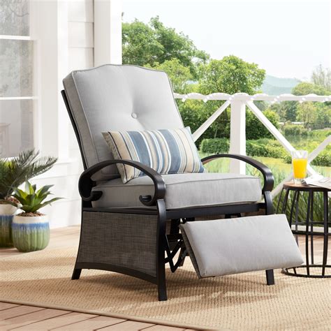 Mainstays Ashwood Outdoor Cushioned Recliner Chair, Gray - Walmart.com