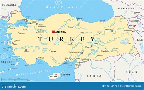 Mapa político de Turquía ilustración del vector. Ilustración de bolsa - 103453176