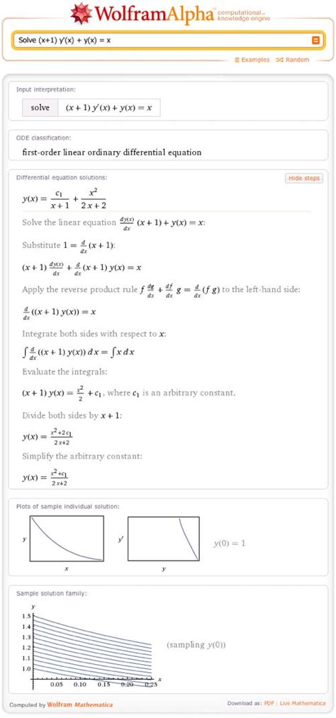 STEP-BY-STEP DIFFERENTIAL EQUATION SOLUTIONS IN WOLFRAM|ALPHA | Differential equations, Laplace ...