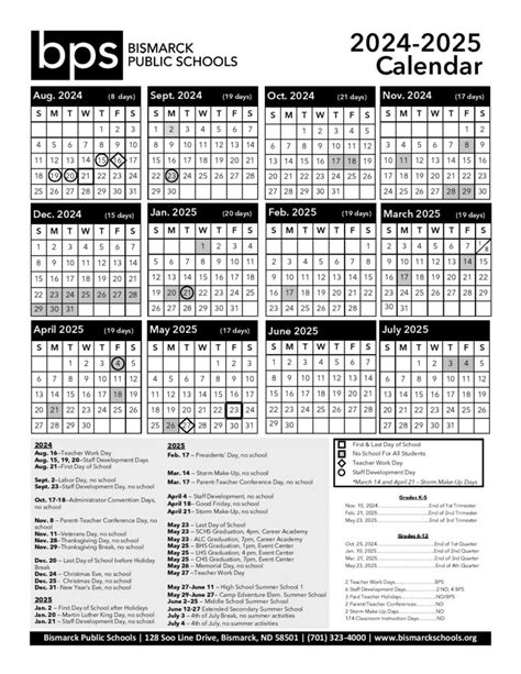 Bismarck Public Schools Calendar 2024-2025 | Holiday Dates