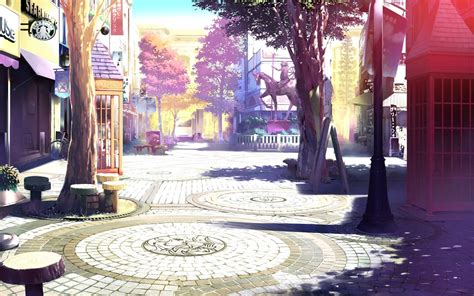 Anime 1920x1200 drawing artwork landscape city architecture town square anime | Anime scenery ...