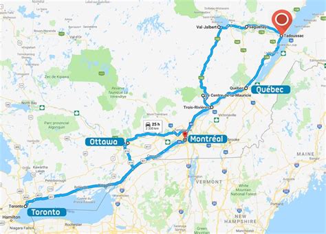 Itinéraire d'un road trip de 2 semaines dans l'Est du Canada