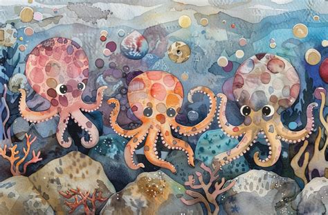 Whimsical Octopus Art Print Free Stock Photo - Public Domain Pictures