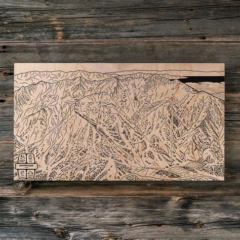 Snowbasin Utah Ski Trail Map Engraved Wood Wall Art, Winter Sport Cabin Decor, Snowboard ...