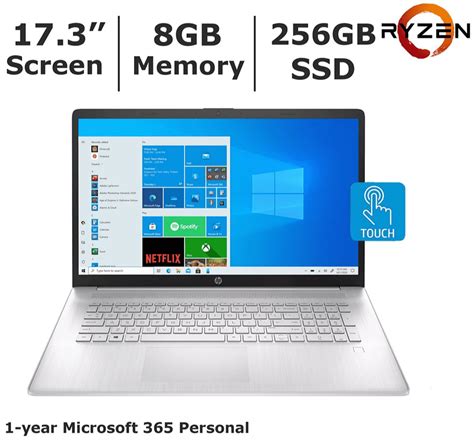 HP 17-CP0056 17.3" Touchscreen Laptop, AMD Ryzen3 3250U 2.6 GHz ...