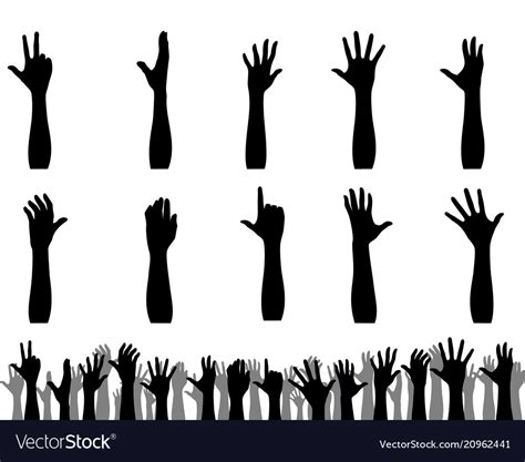 Silhouettes of hands up Royalty Free Vector Image