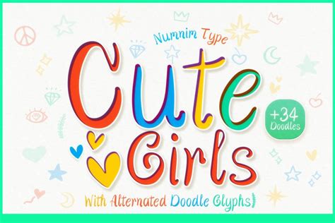 cute girls font with alternated doodle glyph