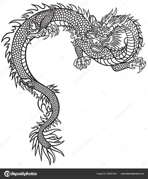 Chinese Dragon Outline